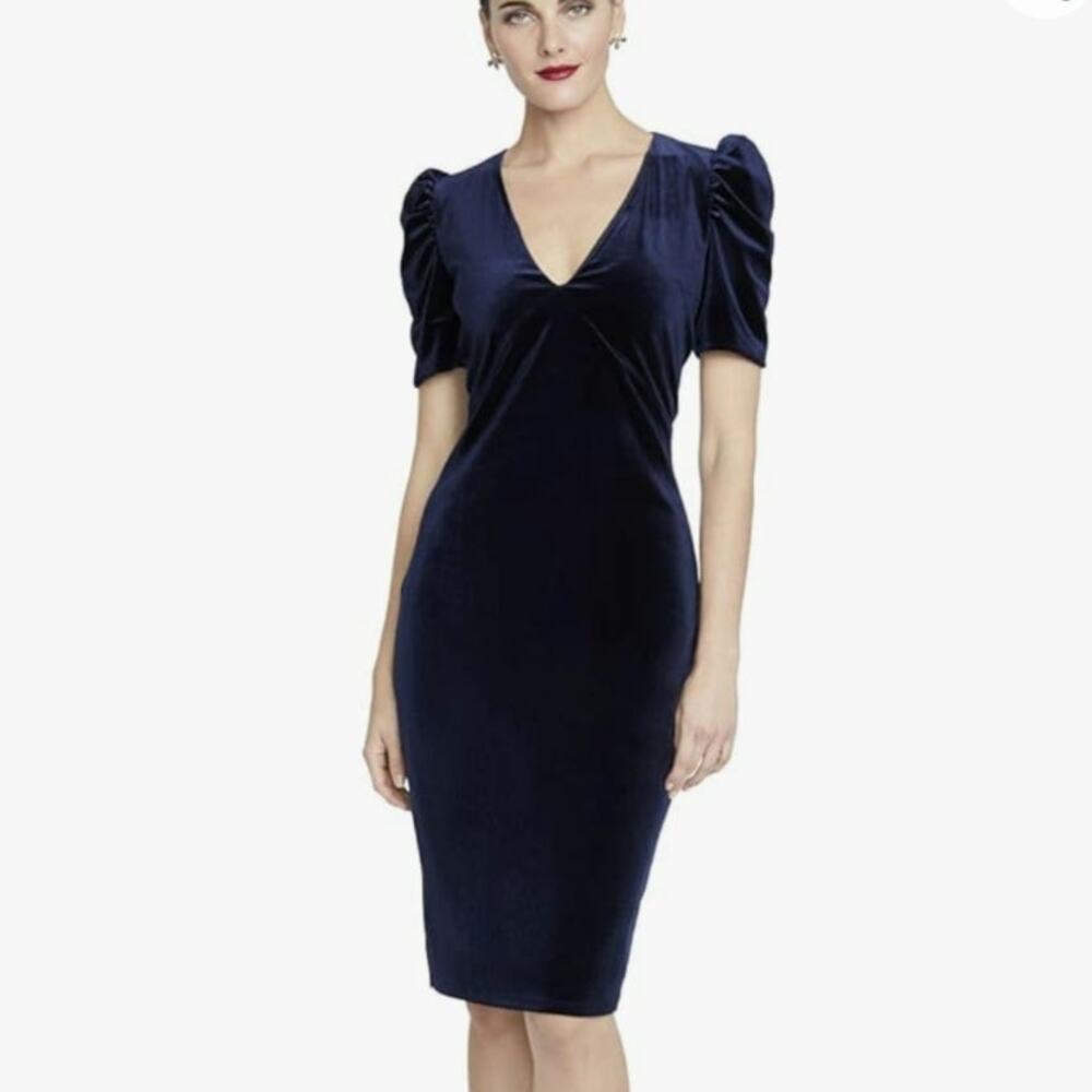 NEW RACHEL Rachel Roy Size 0 Clemence Dress Navy Blue Velvet FLAWS